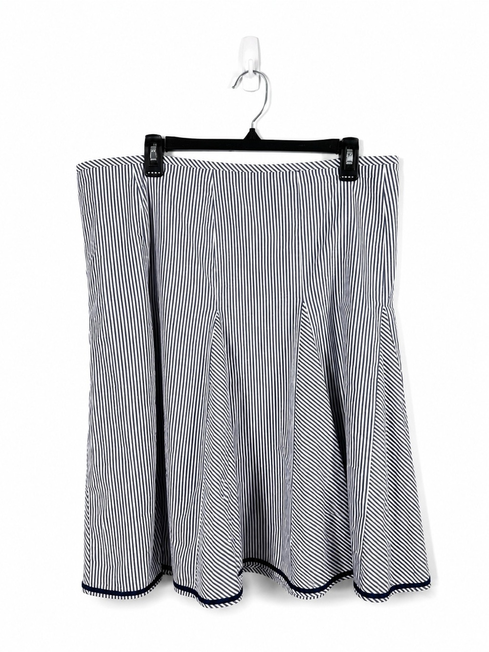 Talbots Women’s Cotton Navy & White Stripe Fit & Flare A-Line Skirt Size 14